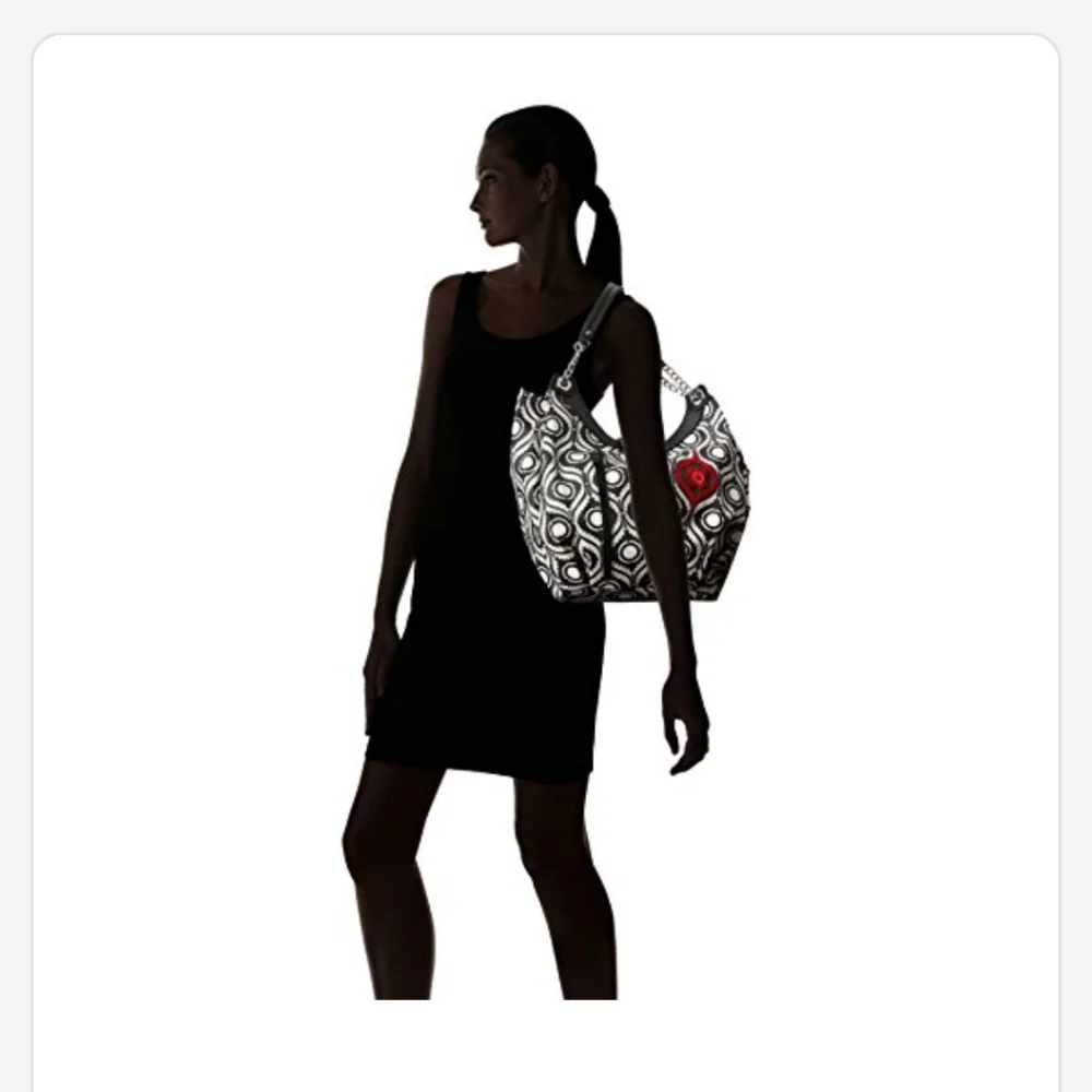 Petunia Pickle Bottom Hobo Hideaway Black‎ & Cream Patterned Diaper Bag Purse